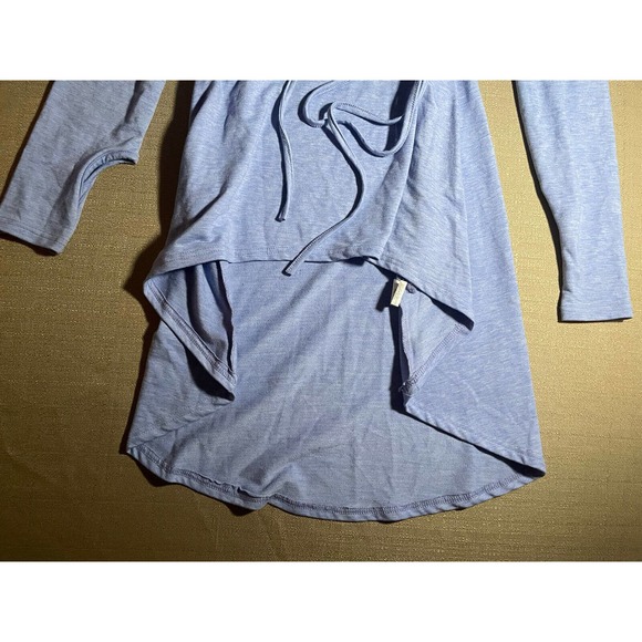 Unbranded Women's Big Hood High Low Dress Light Blue Lace Up Sides Thumb Holes - Picture 2 of 6